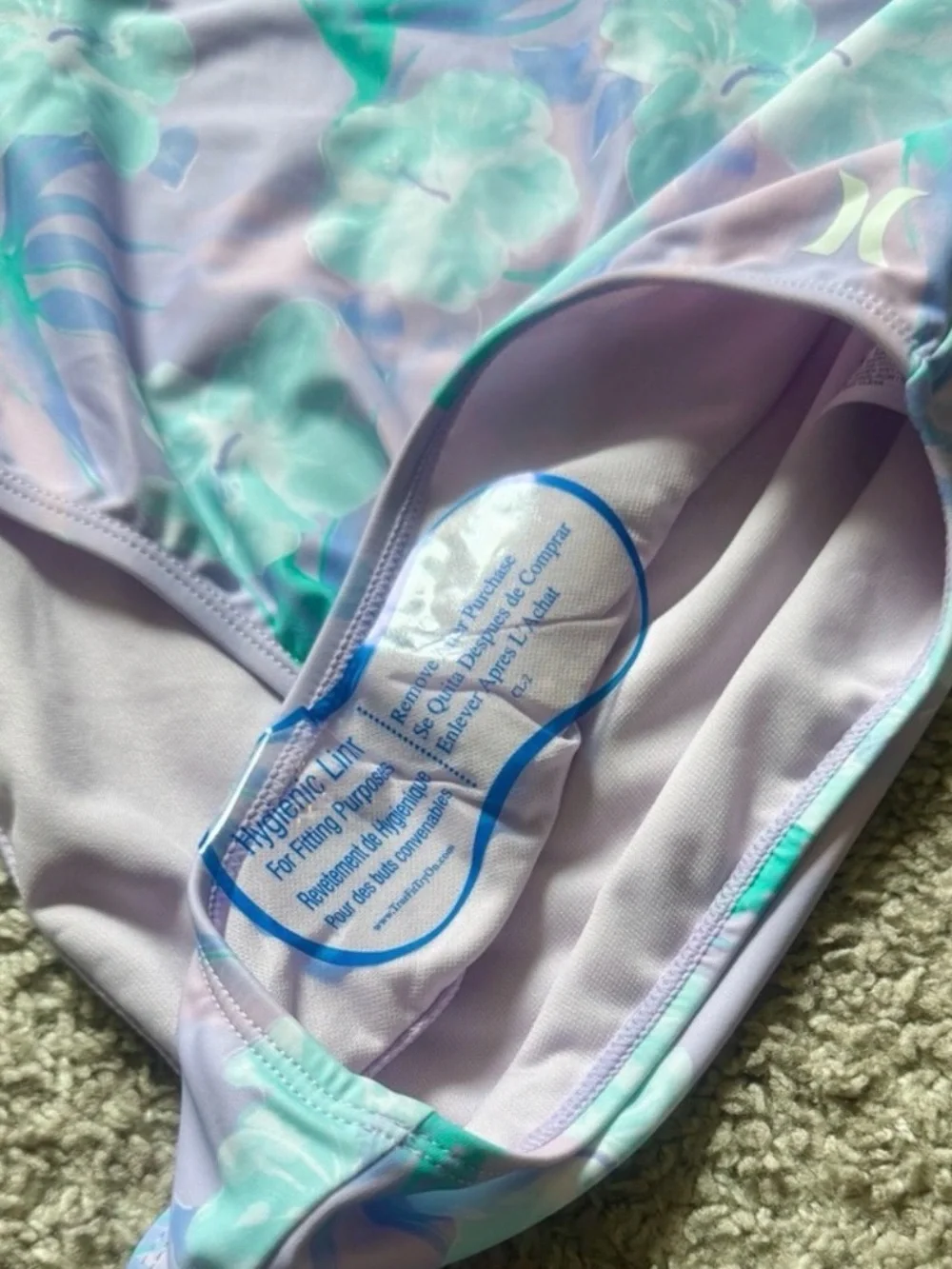 NWT Hurley Girls Pink Floral Twist Back One-Piece Swimsuit Size L